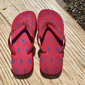 Polo Ralph Lauren thong flip flops, red - women size 7/8